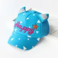 Kinder blaue Mesh Baseballcap mit niedlichen Teufelshörnern Happy Stickerei Variante - Hutumfang ca. 53 cm (einstellbar) / Hellblau