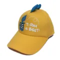 Kids cute dinosaur baseball cap with T-Rex print and spikes, yellow sun protection hat. - One Size / Cloth Hat Small Dinosaur / Yellow