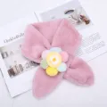Sciarpa invernale in peluche per bambini con simpatico design di girasole, pelliccia. - Girasole - rosa scuro