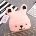 Cute baby knitted hat with adorable animal ears and sweet pink color, warm winter beanie. - Around 48cm / Pink