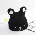 Süße Baby Winter Mütze mit Bärenohren, warme schwarze Strickmütze für Kleinkinder Jungen Mädchen. - Etwa 48cm / Schwarz