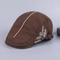 Men's Vintage Cotton Flat Cap British Style Casual Newsboy Beret Hat Brown Streetwear - Adjustable / Brown