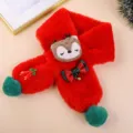 Kinder Plüsch Schal Kaninchenfell Optik Weihnachtsmann Rentier Winter Warm Doppelter Bommel - Rot