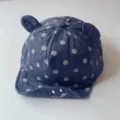 Süße Baby Baseball Cap mit Punkten und weichem Schirm, süßes Ohren Design für Frühling. - Dunkelblau