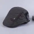 Men's Cotton Flat Cap Vintage Ivy Hat British Style Casual Newsboy Driving Beret Hat - Adjustable / Dark Gray