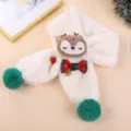 Niedlicher Kinder Plüsch Rentier Schal mit Bommeln, weiches warmes Winteraccessoire Detail. - Weiß