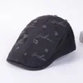 Distressed fashion beret hat for men and women, stylish hip-hop flat cap retro design. - Adjustable / B-Dark Grey
