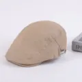 Men's khaki cotton ivy cap casual flat beret stylish autumn spring duckbill hat for men - Adjustable / Beige