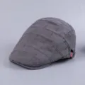 Stylish Men's Cotton Duckbill Ivy Flat Cap Casual Retro Beret Hat Grey Fashion - Adjustable / Dark Gray