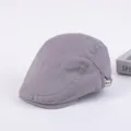 Classic grey flat cap for men, casual cotton ivy hat, stylish British retro beret. - Adjustable / Gray