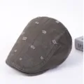 Distressed fashion flat cap for men and women, stylish casual ivy beret hat detail. - Adjustable / B-Army Green
