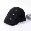 Schwarze Schiebermütze für Damen und Herren, stylische Retro Baskenmütze mit Stickerei. - Verstellbar / A-Schwarz