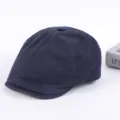 Men's Classic Cotton Flat Cap British Style Casual Beret Duckbill Hat Spring Autumn - Adjustable / Navy Blue