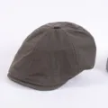 Men's cotton ivy flat cap casual retro duckbill beret solid color spring autumn hat - Adjustable / Army Green