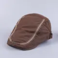 Men's vintage cotton flat cap casual newsboy hat stylish retro ivy beret for daily wear. - Adjustable / Brown