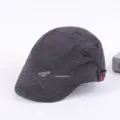 Men's cotton flat cap casual newsboy hat retro beret stylish duckbill cap for autumn spring - Adjustable / Dark Gray