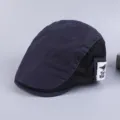 Men cotton flat cap british retro ivy hat casual fashion beret for daily wear and outdoor style - Adjustable / Navy Blue