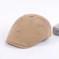 Men's Cotton Ivy Cap Casual Khaki Flat Cap Spring Autumn Vintage Retro Newsboy Hat - Adjustable / Beige