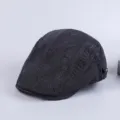 Men's cotton casual flat cap spring autumn british style vintage duckbill newsboy hat detail view - Adjustable / Black