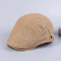 Men's casual cotton flat cap retro ivy beret stylish duckbill hat spring autumn wear - Adjustable / Beige