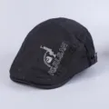 Herren Freizeit schwarze Baumwolle Flatcap, stilvolle Newsboy Schirmmütze für Frühling. - Verstellbar / Schwarz