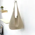 Soft leather shoulder bag for women, large capacity slouchy tote bag, casual daily handbag. - Beige