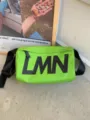 Trendy green crossbody shoulder bag with large LMN letters, waterproof casual pillow bag. - Green