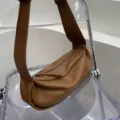 2025 New Simple Casual Soft Pleated Small Square Bag Fashion Wide Strap Crossbody Bag Brown - Brown