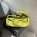 2025 new simple casual soft pleated small square bag in chartreuse with wide strap. - Green