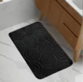 Schwarze Flanell-Badematte mit Wirbelmuster, saugfähige Antirutsch-Fußmatte für Badezimmer. - 3-teiliges Set: 42*38 Deckel + 40*50 U-Form + 40*60 / Wirbelmuster Schwarz