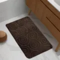 Flannel embossed swirl bath mat, soft absorbent non-slip floor carpet for bathroom and home decor. - Swirl Pattern Coffee