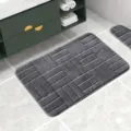 Graue Flannel Memory Schaum Badematte mit Ziegelmuster, saugfähig und rutschfest. - 42*38 cm (WC-Deckelbezug) / Ziegelsteinmuster Hellgrau