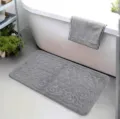 Graue Flanell geprägte Badematte rutschfeste saugfähige Fussmatte fuer Badezimmer Dusche - 42*38 cm (WC-Deckelbezug) / Rautenmuster Silbergrau