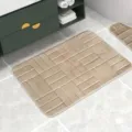 Flanell Ziegelmuster Memory Schaum Badematte, weiche saugfähige rutschfeste Matte fürs Badezimmer. - 42*38 cm (WC-Deckelbezug) / Ziegelsteinmuster Khaki
