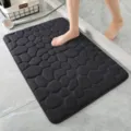 Geprägte Kieselstein Badematte rutschfeste saugfähige Fußmatte für Badezimmer und Eingang - 50*80cm / Steinmuster Schwarz