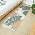 Skandinavischer gewebter Baumwoll-Leinen Teppichlaeufer fuer Schlafzimmer Bettdeko - 60x130cm / Bananenblatt