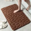 Geprägte Kieselstein Badematte rutschfeste saugfähige Fußmatte für Badezimmer braun - 50*80cm / Steinmuster Kaffee