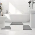 Grey memory foam bath mat 3 piece set, non-slip absorbent bathroom floor mat runner. - 40*50U+50*80 Two-Piece Set / Light Gray