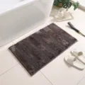 Tappetino bagno in ciniglia marrone strisce spesse sottili antiscivolo assorbente per la casa. - Filato soffice neve spesso caffè
