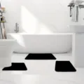 3-piece memory foam bath mat set for bathroom, ultra-absorbent and anti-slip black floor mats. - 40*50U+50*80 Two-Piece Set / Black