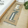 Nordisch Baumwolle Leinen gewebt Teppich Läufer boho ethnisch Nachtdekor Schlafzimmer. - 60x130cm / Buji