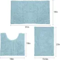 Set di 3 tappeti da bagno in ciniglia blu antiscivolo, tappetini assorbenti e morbidi. - Set da 2 pezzi (50x50 a U + 50x80) / Ciniglia celeste