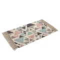 Geometrischer Baumwoll-Leinen Teppich, handgewebte Matte im nordischen Ethno-Stil fürs Bett. - 60*90cm / Lamir