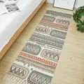 Nordischer Baumwoll Leinen Läufer Teppich, Boho Flur Bettvorleger, ethnisches geometrisches Dekor. - 60x130cm / Laka