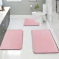 Pink memory foam bath mat 3 piece set, soft absorbent non slip bathroom floor rugs. - 40*50U+40*60 Two-Piece Set / Pink