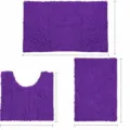 Set tappeto da bagno in ciniglia viola 3 pezzi assorbente antiscivolo tappetino. - Set da 2 pezzi (50x50 a U + 50x80) / Viola Vivace