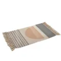 Nordic geometric cotton linen woven rug with tassels, boho floor mat for bedroom living room. - Industrial C