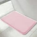 Pink memory foam bath mat non-slip bathroom rug soft absorbent floor mat for daily home use - 38*40cm (Toilet Lid) / Flat Pink