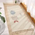 Baumwoll-Leinen Bettvorleger Läufer Teppich mit niedlichem Fischmuster und Fransen. - 60*180cm / Küssende Fische