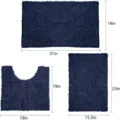 Set di 3 tappeti da bagno in ciniglia blu scuro, tappetini antiscivolo altamente assorbenti. - Blu Scuro